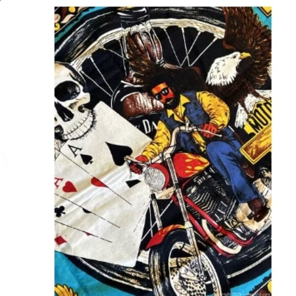 Rare Vintage Ha-Va-Ti Motorcycle Club Tapestry - Eagles/Skulls/Aces - Picture 5 of 11